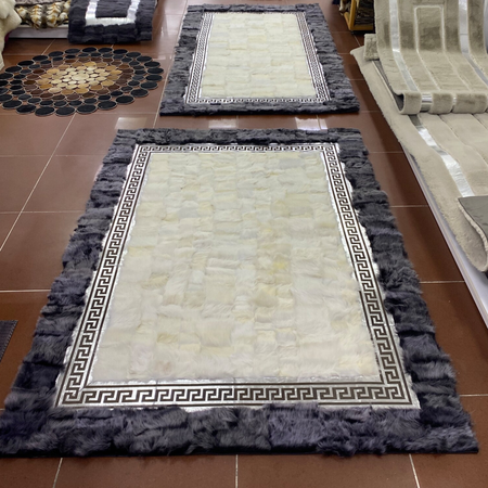 Luxe echt schapenvacht deken met lang bont - Handgemaakt, Versace-stijl