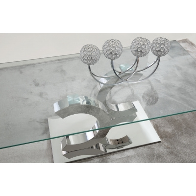 Esstisch aus verchromtem Stahl und gehärtetem Glas – modern und funktional 150x90x75 cm