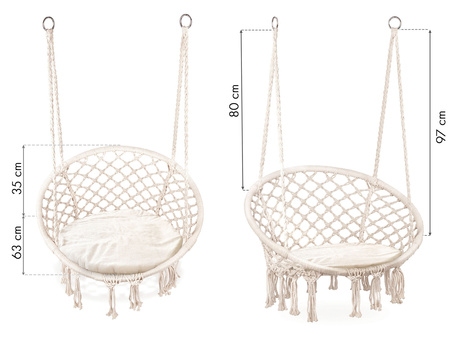 Boho Hängesessel Gartenschaukel mit Kissen