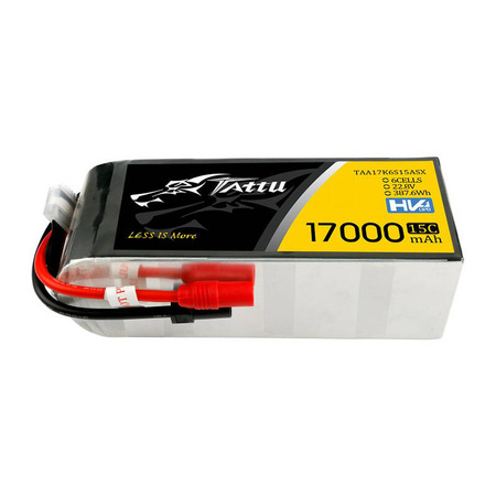 Tattu 17000mAh 22.8V 15C 6S1P Lipo akku AS150+XT150 liittimellä.