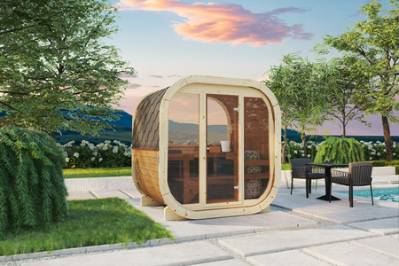 Eke 160 outdoor sauna for 3–4 people with Harvia Vega heater + free cosmetics + sauna accessories | Finnish sauna | thermowood | Thermally treated wood