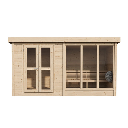Sauna de jardim ANITA – Sauna exterior moderna com forno elétrico, ideal para relaxar e fazer um SPA em casa