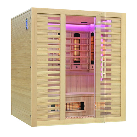 Инфрачервена сауна MO-RL4S XL със солен камък | Wellness | Relax | Spa | Готова за инсталиране | Thermo wood