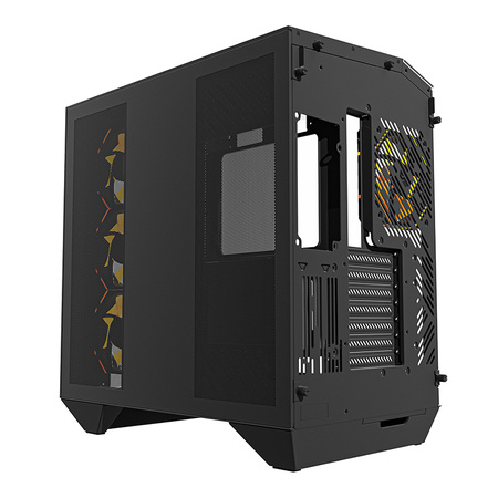 Darkflash DY470 számítógépház (fekete) + 4 ventilátor + GPU konzol