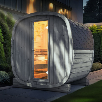 Outdoor Sauna Limited Black Version Uku 130 for 3-4 persons / Electric heating only / High Quality Nordic Spruce ( Pine Thermal Wood) | Wellness | Relax | SPA | Wellness | Relax | SPA | Nordic Style | Thermal Wood.