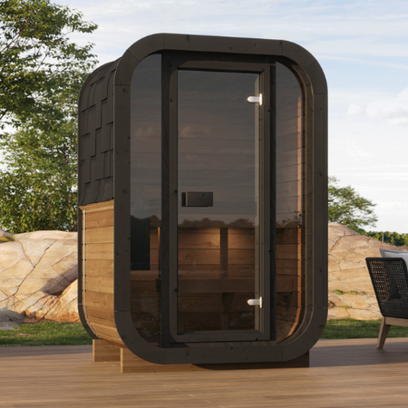 Outdoor sauna ULLA for 1-2 people with Harvia Vega sauna heater + freebies | cosmetics + sauna accessories | Finnish sauna | thermwood | Thermally Modified Wood