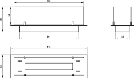 Біокамінна вставка 65 см - чорна зі склом | Сучасний дизайн