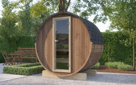 Outdoor sauna EDA 130 for 3-4 people with Harvia Vega sauna heater + free gifts | cosmetics + sauna accessories | Finnish sauna | thermowood | Thermal wood