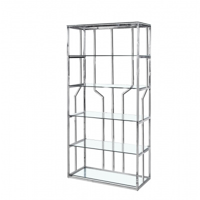 Scaffale in Acciaio Inossidabile con 5 Ripiani in Vetro – Eleganza Minimalista