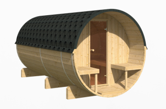Luxury barrel sauna EDA 350 – for 6–8 people, wood-fired or electric, for tradition and a unique sauna atmosphere