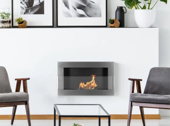 Biochimenea de pared con cristal 650x400 – acero inoxidable, chimenea de bioetanol