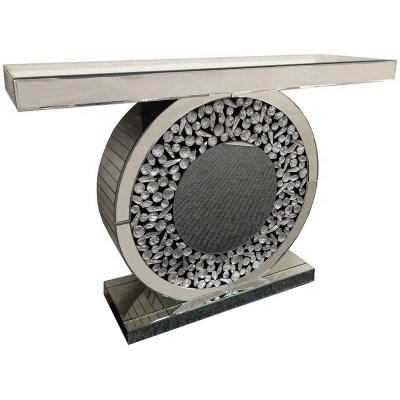 Glaskonsol 120×35×78 cm – dekoreret, spejlfinish