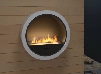 Bioethanol-Kamin Incyrcle Wall — rund, wandmontiert (Ø700 / Ø800), Brenner Longfire 500, Antisol-Glas 4 mm