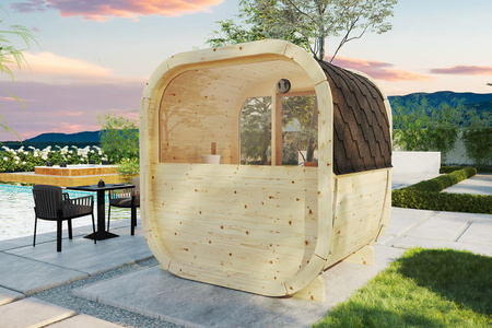Eke 160 outdoor sauna for 3–4 people with Harvia Vega heater + free cosmetics + sauna accessories | Finnish sauna | thermowood | Thermally treated wood