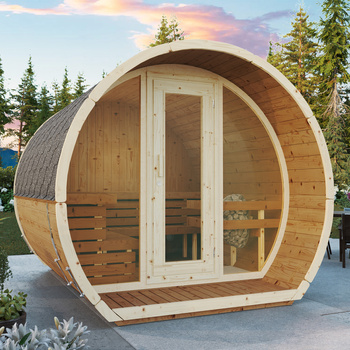 Le sauna extérieur Susi 280 pour 4-6 personnes / Chauffage électrique uniquement / Épicéa nordique de haute qualité (bois thermique de pin) | Bien-être | Détente | SPA | Bien-être | Détente | SPA | Style nordique | Bois thermique