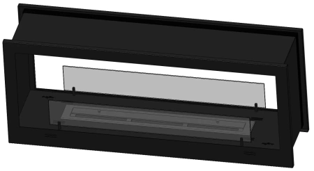 High-performance double-sided built-in bioethanol fireplace 2 SIDE 1200 – tunnel, black, Antisol glass