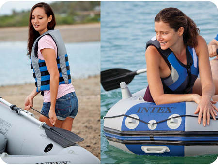 Oppblåsbar Ponton Mariner 3 for 3 personer med årer, pumpe, fiskeholder og motor – INTEX 68373