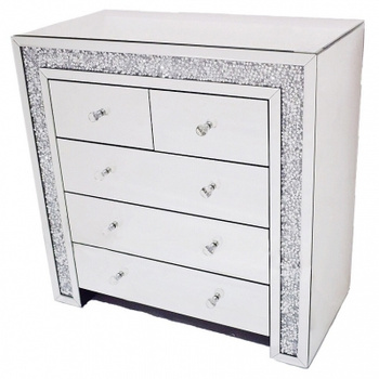 CASSETTIERA IN VETRO EFFETTO GIOIELLO – vetro, MDF, 90×80×40 cm
