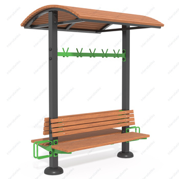 Pink koos varikatuse ja jalgrattaparkimisega SM130.3 - funktsionaalne moodul moodsasse aeda ja avalikku ruumi.