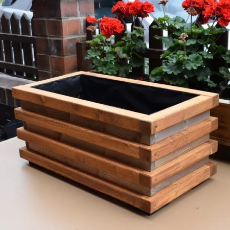 Rankų darbo medinis sodo vazonas 59 cm - stačiakampio formos, 30 l, medžio masyvas