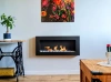 BOX 900x400 hangende biohaard, zwart structuurmat – een moderne haard zonder schoorsteen