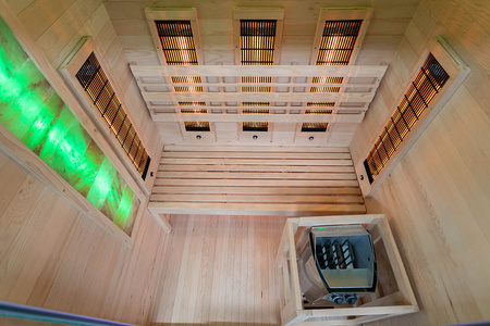 MO-EA2R-M COMBO Sauna infrarroja/finlandesa con calentador HARVIA de 3,5 kW y piedra de sal | Wellness | Relax | SPA | Relajación de Lujo | Minimalismo Elegante