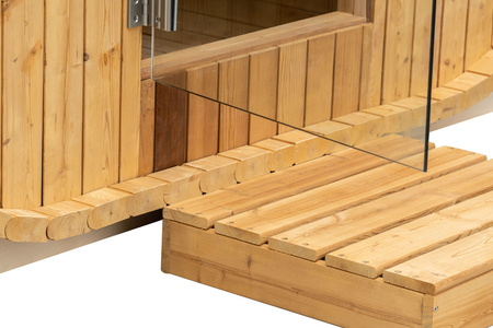 MO-2121 Infrared SQUARE 210×210×210 cm dārza sauna - moderna āra sauna ar infrasarkano staru sildītājiem, LED un Bluetooth 6-8 personām