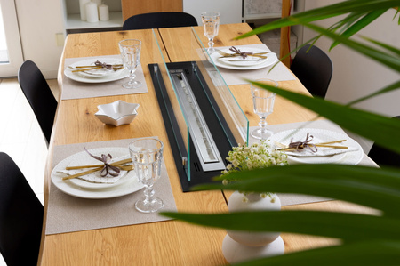 Indbygget biopejs 100 cm – mat sort med glas | Moderne pejseindsats