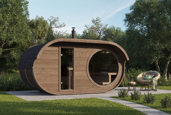 Oval Sauna Raiki Outdoor για 4 άτομα / Ηλεκτρική ή ξυλόσομπα Harvia / Υψηλής ποιότητας Θερμικά επεξεργασμένη Σκανδιναβική Ερυθρελάτη