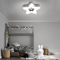LAMPADA DA SOFFITTO A LED PER BAMBINI STELLA GRIGIA 28W + TELECOMANDO