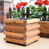 Maceta de jardín de madera artesanal de 29 cm - Cuadrada, para 15L de tierra, Madera maciza, Natural