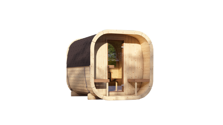 Saună în aer liber Eke 280 pentru 4-6 persoane / Aragaz electric sau pe lemne Harvia / Molid nordic de înaltă calitate (lemn termal de pin) | Wellness | Relaxare | SPA | Wellness | Relaxare | SPA | Stil Nordic | Lemn termal