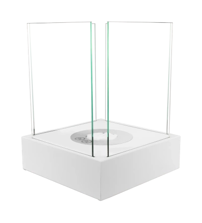 Sunset Garden Mini samostoječi kamin na bioetanol v beli mat barvi - kompakten kamin na bioetanol brez dima za majhne interierje in balkone