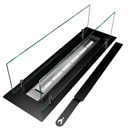 Indbygget biopejsindsats 65 cm – Sort med glas | Moderne design