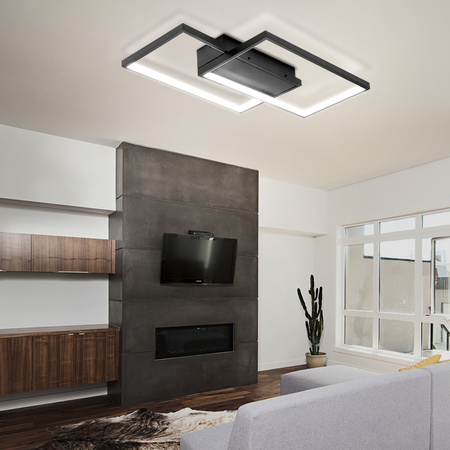 Dekoratívne LED svietidlo čiernej farby Modern 48W + Diaľkové ovládanie DL-A02