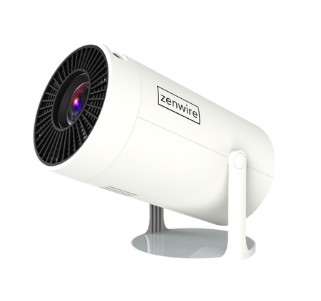 Tragbarer Mini-Projektor Android 12 WiFi – Drehbarer Full HD 4K Bluetooth-Projektor, Autokeystone 4D, Zenwire R1 360