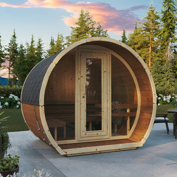 Susi 200 udendørs sauna til 3-4 personer / Kun elektrisk opvarmning / Højkvalitets nordisk gran (fyrretræ) | Wellness | Afslapning | SPA | Wellness | Afslapning | SPA | Nordisk stil | Termisk træ