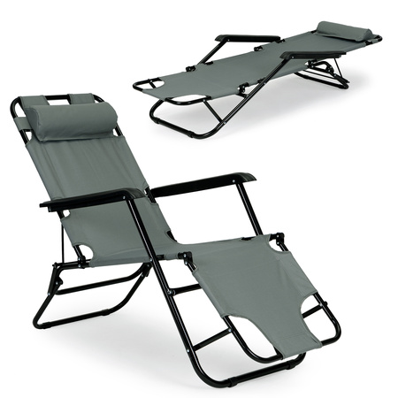 Záhradné ležadlo s opierkou hlavy | Skladacie plážové lehátko na balkón alebo terasu Zelená/Čierna/Modrá/Béžová | Záhradný nábytok, relax, moderný štýl