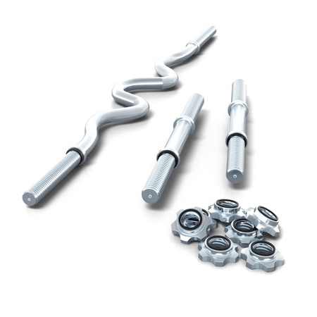 Un banco de ejercicios con un juego de pesas y pesas.