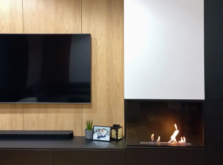 Hoek-inbouw biohaard, links – BIO-EKO | Ecologische en moderne haard