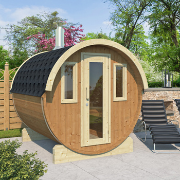 Gartensauna EDA 235 – geräumige Sauna für 5–7 Personen mit Elektroofen oder Holzofen, für Entspannung und höchsten Komfort