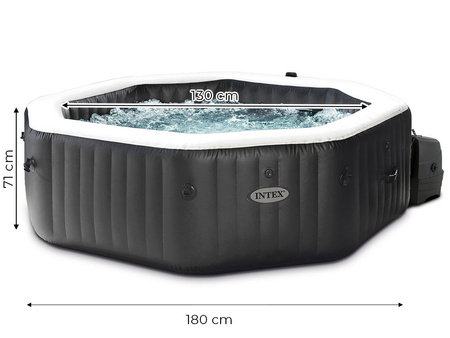 Whirlpool gonflabil octogonal hidromasaj 4 persoane 180x71 cm accesorii premium INTEX 28458