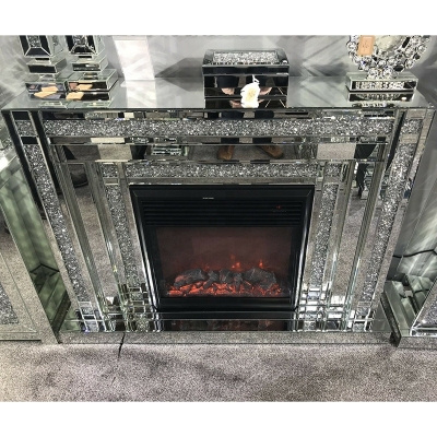 Luksusowy Szklany Kominek Rixon 128x39x85,5 cm z Elektrycznym Wkładem ociepla wnętrze