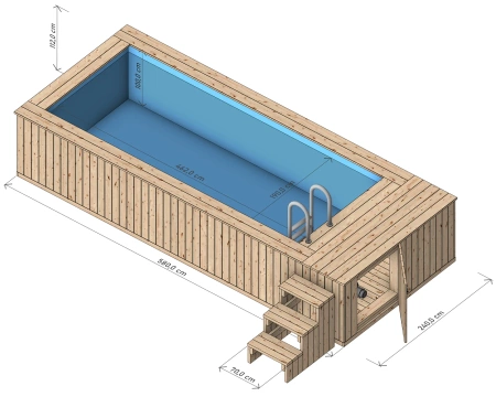 Piscina de madeira com revestimento de polipropileno 580x240 cm – uma piscina de jardim moderna e durável