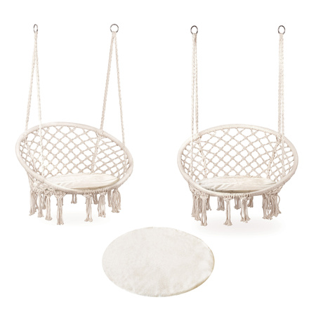 Cadeira suspensa Boho baloiço de jardim com almofada