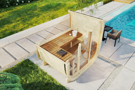 Eke 160 outdoor sauna for 3–4 people with Harvia Vega heater + free cosmetics + sauna accessories | Finnish sauna | thermowood | Thermally treated wood