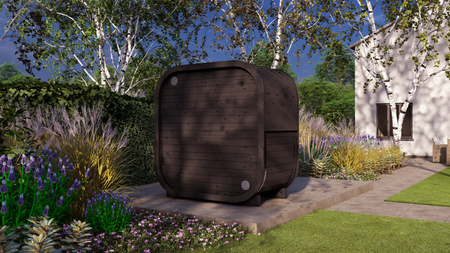 Outdoor sauna AMORA for 3-4 people with Harvia Vega sauna heater + free gifts | cosmetics + sauna accessories | Finnish sauna | Thermowood | thermally modified wood