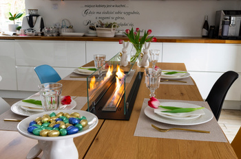 Биокамина за монтаж 100 см - черна матова със стъкла | Модерна вложка за камина