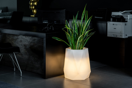 Witte flavi tuinpot met verlichting