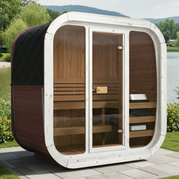 Sauna exterior Icon 125 para 2-3 pessoas / Nova coleção Rainbow / Apenas aquecimento elétrico / Alta qualidade Thermowood | Bem-estar | Relaxamento | SPA | Madeira natural | Madeira Thermo